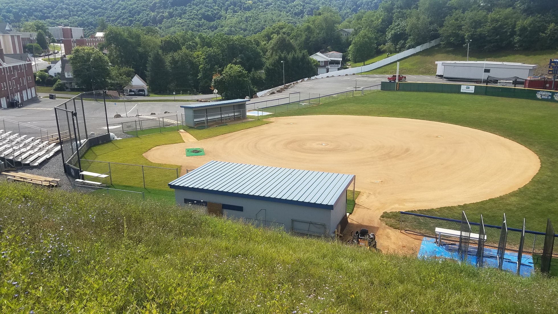 New sod installed around home plate and in front of the dugouts reduces run-off while improving the playing surface and aesthetics at the PSC softball field.