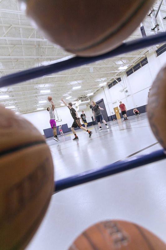 Indoor basketball court at WVU Potomac State College's J. Edward Kelley Rec Center Complex